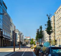 Landererova Street in Bratislava with a distant view of Bratislava Castle.