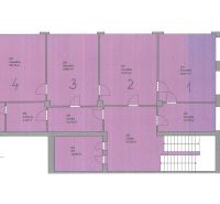 Floor plan of offices with rooms and a kitchenette, suitable for workspaces.
