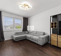 Living room with a corner sofa, wooden decor flooring, cabinet.