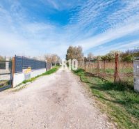 A path between residential plots in Nitra, between fencing and green vegetation.