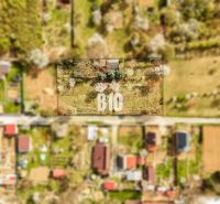Aerial view of residential land plots in the Nitra district with a visible parcel marked B10.