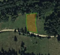 A meadow with green parcel boundaries, surrounded by forests in Stará Ľubovňa - Unique properties.