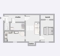 The floor plan shows the layout of rooms, including a closet and a balcony in a 2-room apartment.