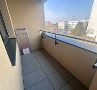The balcony of a 2-room apartment on ARBORIA street in Trnava with a view of the surroundings.