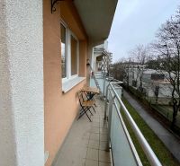 A balcony in a 3-room apartment with a view of the street in Bratislava, Teplická.