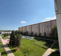 A view of the surroundings of the apartments on Mierová Street in Stará Ľubovňa, greenery and sidewalks.