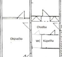 Floor plan of a 3-room apartment with a loggia, kitchen, bedroom, living room, and bathroom.