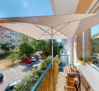 The balcony of a 3-room apartment with a view of Svidnícka Street in Bratislava - Ružinov.