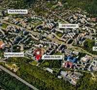 Aerial view of Bratislava - Dúbravka, Nejedlého, with localization of key points.