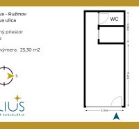 Floor plan of a commercial space on Páričkova Street in Bratislava with an area of 25.30 m².