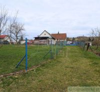 A family house in the village of Volica with a lawn and a blue fence, without leaves on the trees.