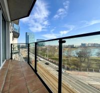 The view from the balcony of a 2-room apartment on Vajnorská Street in Bratislava - Nové Mesto.