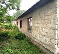 An older family house in Nové Zámky with an unmaintained garden and a wooden roof structure.