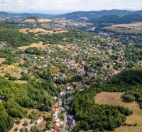 Aerial view of the green landscape of Banská Štiavnica, Obrancov Mieru Street, Residential Land.