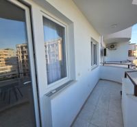 A balcony with a railing adjoins a 2-room apartment in the city of Drač.
