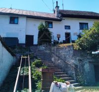 The courtyard of a family house in Stará Turá with stairs and vegetation.