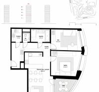 Floor plan of a 3-room apartment with a loggia on Továrenská Street in the Sky Park project.