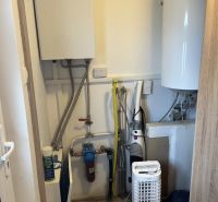 Heating and filtration system in a family house with ceramic flooring.