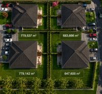 Aerial view of plots - housing in Dunajský Klátov with division of areas.
