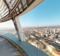 View from the terrace with glass railing of Bratislava, Čulenova Street, 2-room apartment.