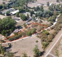 Aerial view of Recreational plots in Piešťany, surrounded by greenery and roads.
