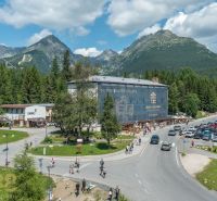 Dense forests and buildings in the mountainous area of Poprad with a recreational apartment.