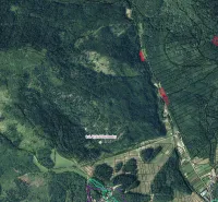 Aerial view of agricultural and forest lands near Stará Ľubovňa.