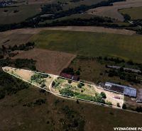 Aerial view of unusual properties near Stará Turá, surrounded by agricultural landscape.
