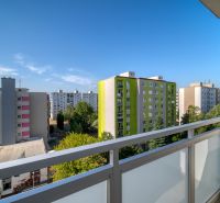View from the balcony of multi-story apartment buildings on E. F. Scherera Street in Piešťany.
