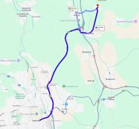 The map shows the route from Košice to Kráľovce near Košice by car in 12 minutes.