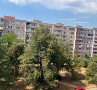 The housing estate on Družicová Street in Košice - Nad jazerom area, surrounded by greenery and trees.