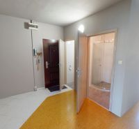 The entrance area of a 3-room apartment with doors to the bathroom and light from the window.