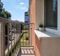 The balcony of a one-room apartment on Hlinkova Street in Košice, Sever district.