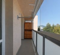 A balcony with a view of Lánska Street in Považská Bystrica, in a 3-room apartment.