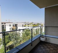 Balcony of a 3-room apartment in Bratislava IV with a view of modern residential buildings.