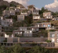 On the slope in Dhërmi, there are luxury villas surrounded by nature and greenery.