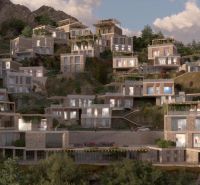 A complex of villas set in the hilly environment of Dhërmi, with views and terraces.