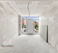 Preparations for interior renovation in a family house, view of the hallway with doors.