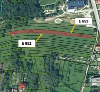 Geodetic map showing plots and road network in the Vyšné Ružbachy area.