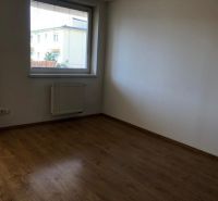 An empty room with a wooden decor floor in a 2-room apartment.