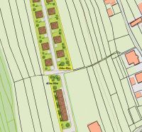 Plan Development Plots in Nesluša with Dimensions and Layout of Houses.