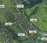 Cadastral map of agricultural and forest land in Olešná with marked parcels.