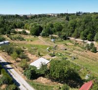 A gardening area near Myjava with cottages surrounded by greenery and country roads.