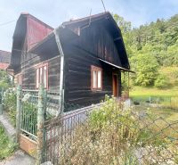 A family house on Ochodnica Street in Ochodnica surrounded by greenery and an older fence.