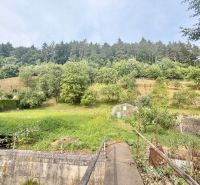 The garden of a family house in Ochodnica on Ochodnica Street with hilly terrain and trees.