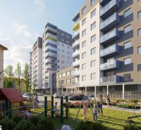 Apartment complexes and a children's playground in Poprad, offering 3-bedroom apartments.