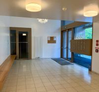 Entrance hall with tiled floor and mailboxes in a 2-room apartment.