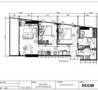 Floor plan of a 3-room apartment with an open living area and wooden decor flooring.