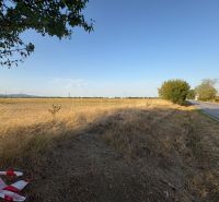 Commercial land on Šenkvická Road in Pezinok with an extensive meadow and sky.