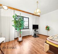 A room in a family house with a wooden decor floor, a television, plants, and a bed.